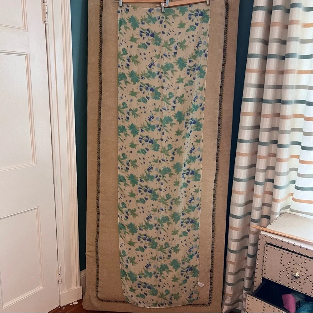 Extra Long Sheer Watercolor Floral Scarf